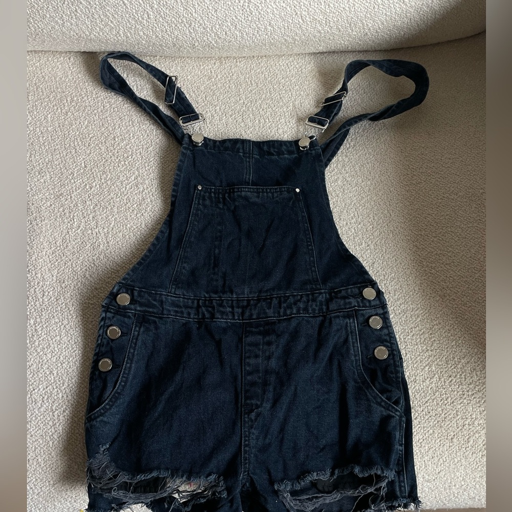 Black blank nyc overall shorts